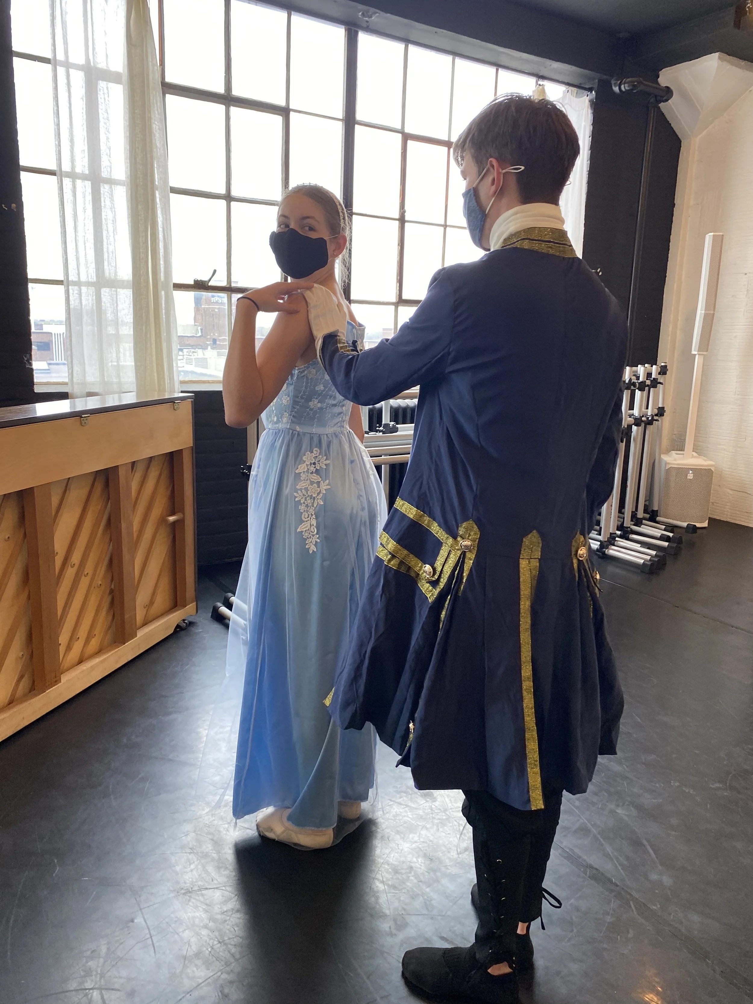 cinderella Prince Charming window hand on shoulder Dance dancer studio acting ballet jazz lyrical contemporary theater musical camp singing voice glee club Amber Keeley director Mpls classes twin cities workshops Spring Dance Theatre Academy NE Minne