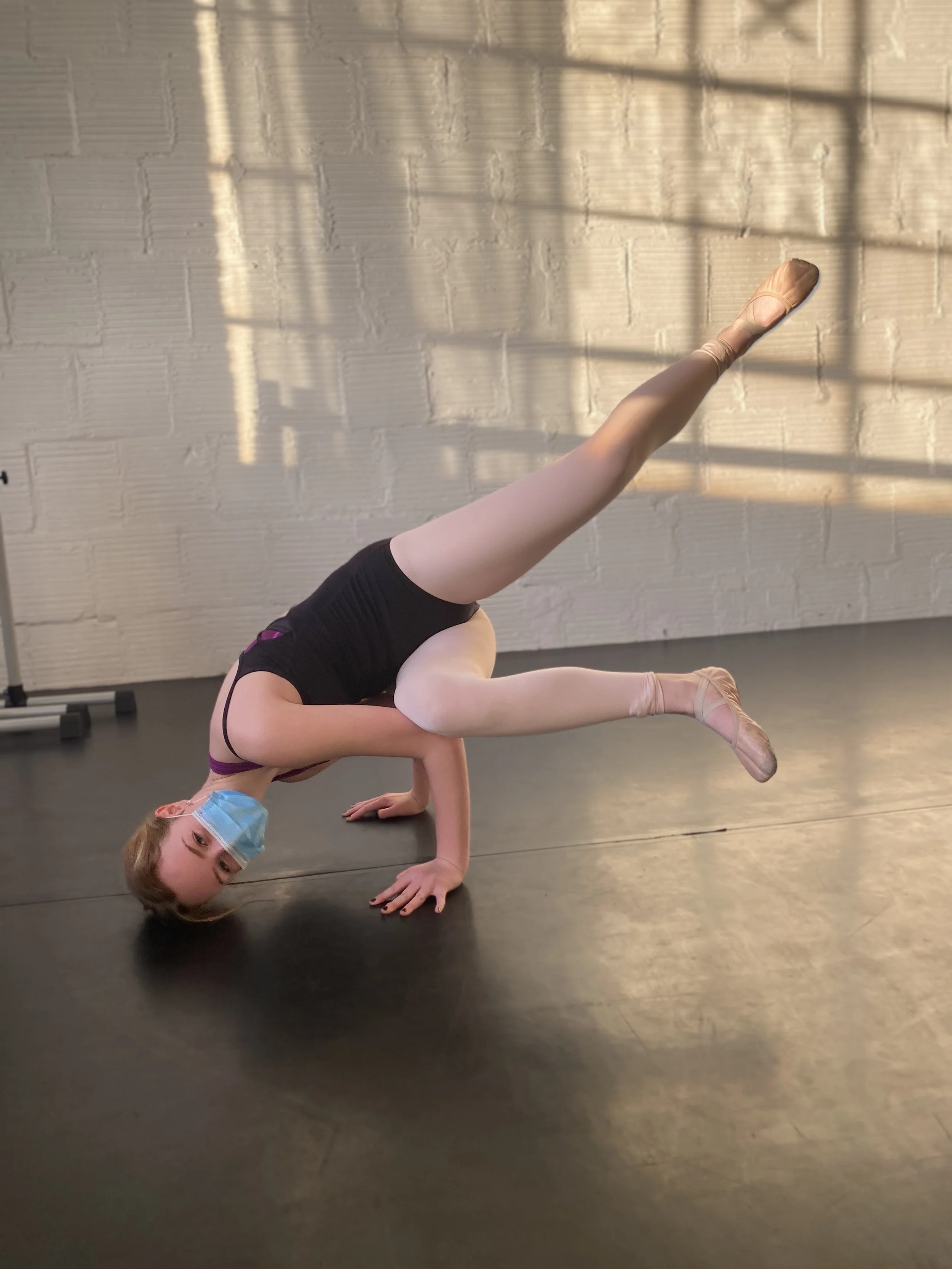 handstand breakin pose window shadow black leotard Dance dancer studio acting ballet jazz lyrical contemporary theater musical camp singing voice glee club Amber Keeley director Mpls classes twin cities workshops Spring Dance Theatre Academy NE Minne