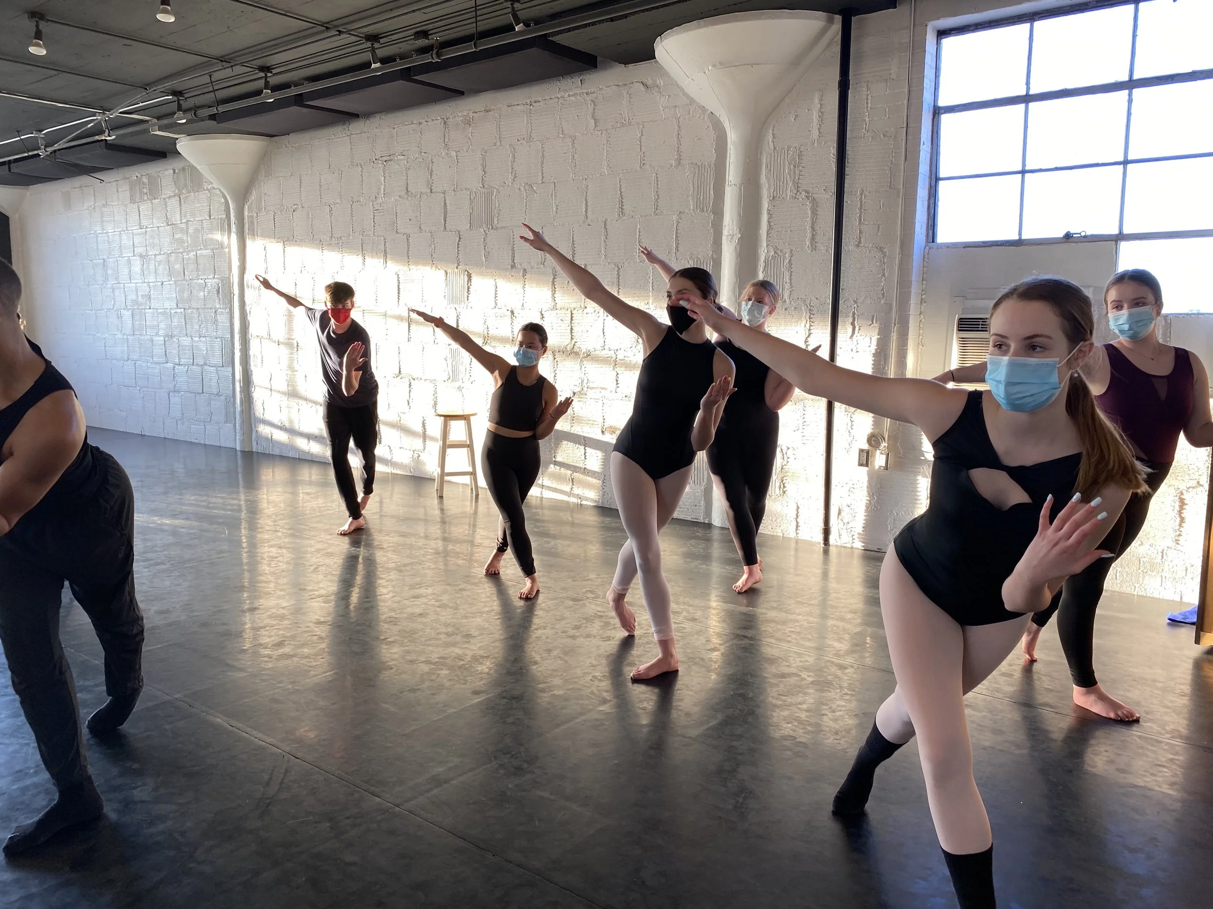 class Horton Jeff Robinson teaching black leotards pink tights Dance dancer studio acting ballet jazz lyrical contemporary theater musical camp singing voice glee club Amber Keeley director Mpls classes twin cities workshops Spring Dance Theatre Acad