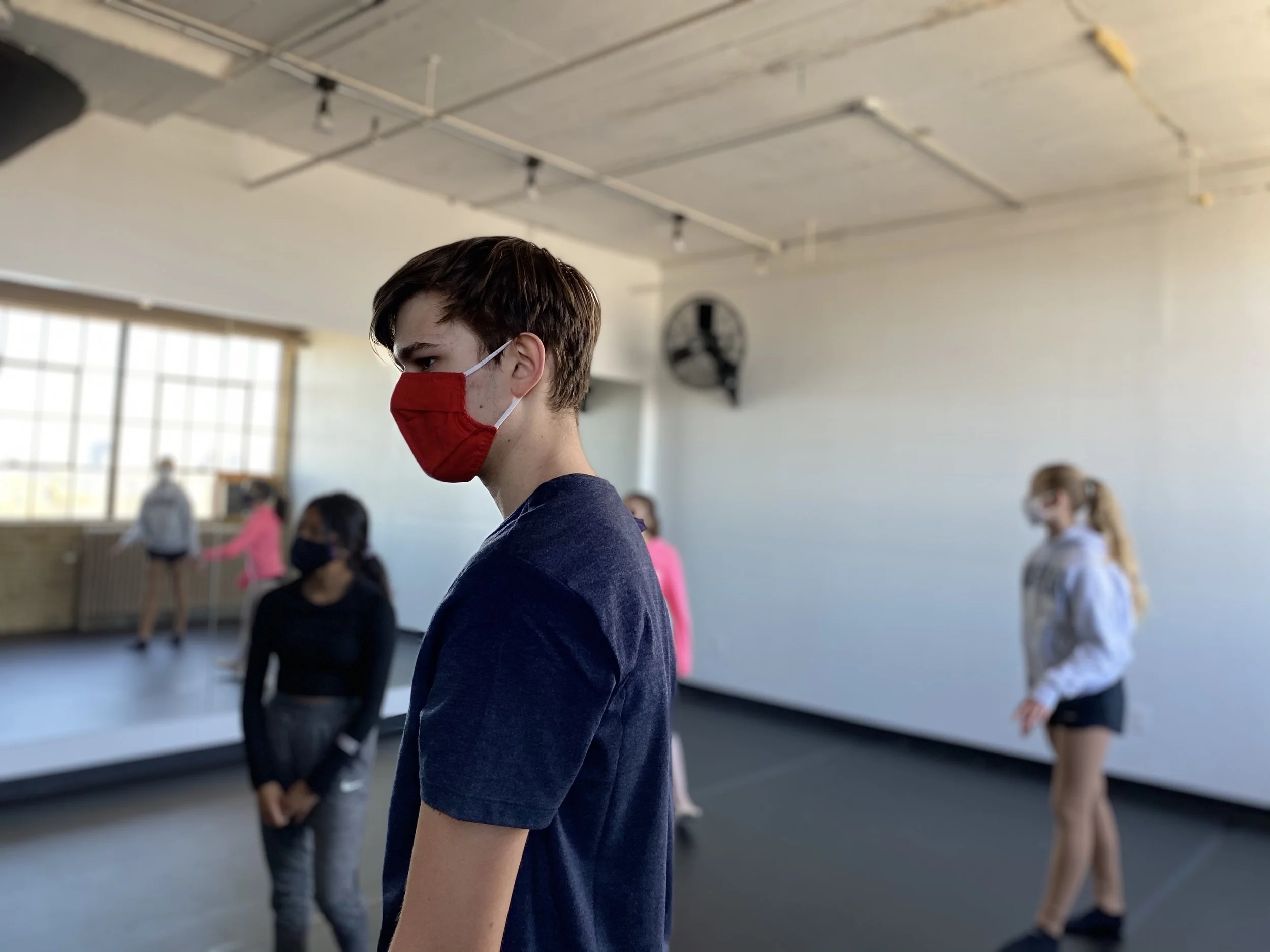 class red mask boy 3 girls portrait Dance dancer studio acting ballet jazz lyrical contemporary theater musical camp singing voice glee club Amber Keeley director Mpls classes twin cities workshops Spring Dance Theatre Academy NE Minneapolis MN St St
