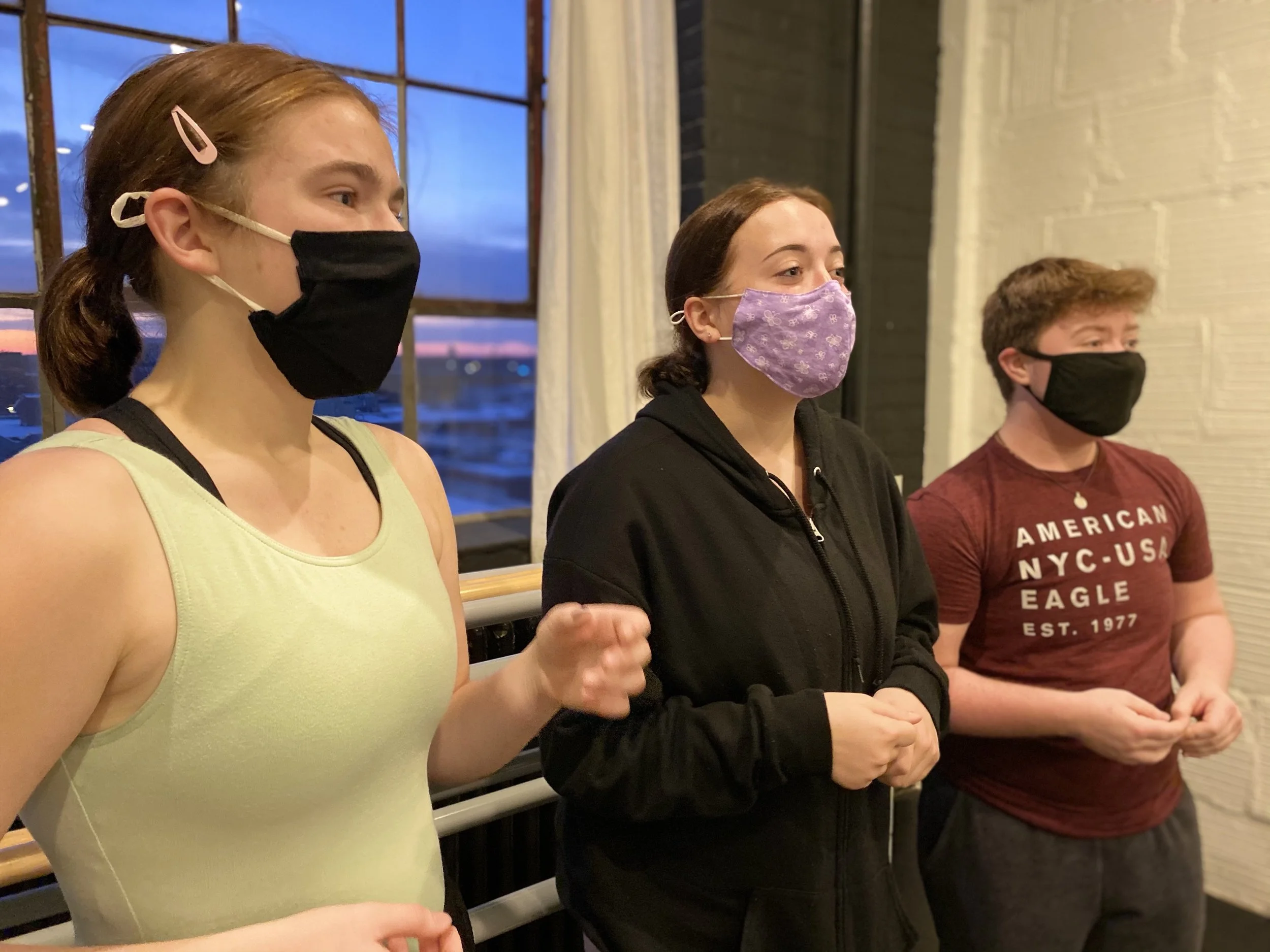 singing two girls one boy window sunset Dance dancer acting ballet jazz lyrical contemporary theater musical camp singing voice glee club Amber Keeley director Mpls classes twin cities workshops Spring Dance Theatre Academy NE Minneapolis MN St St. S