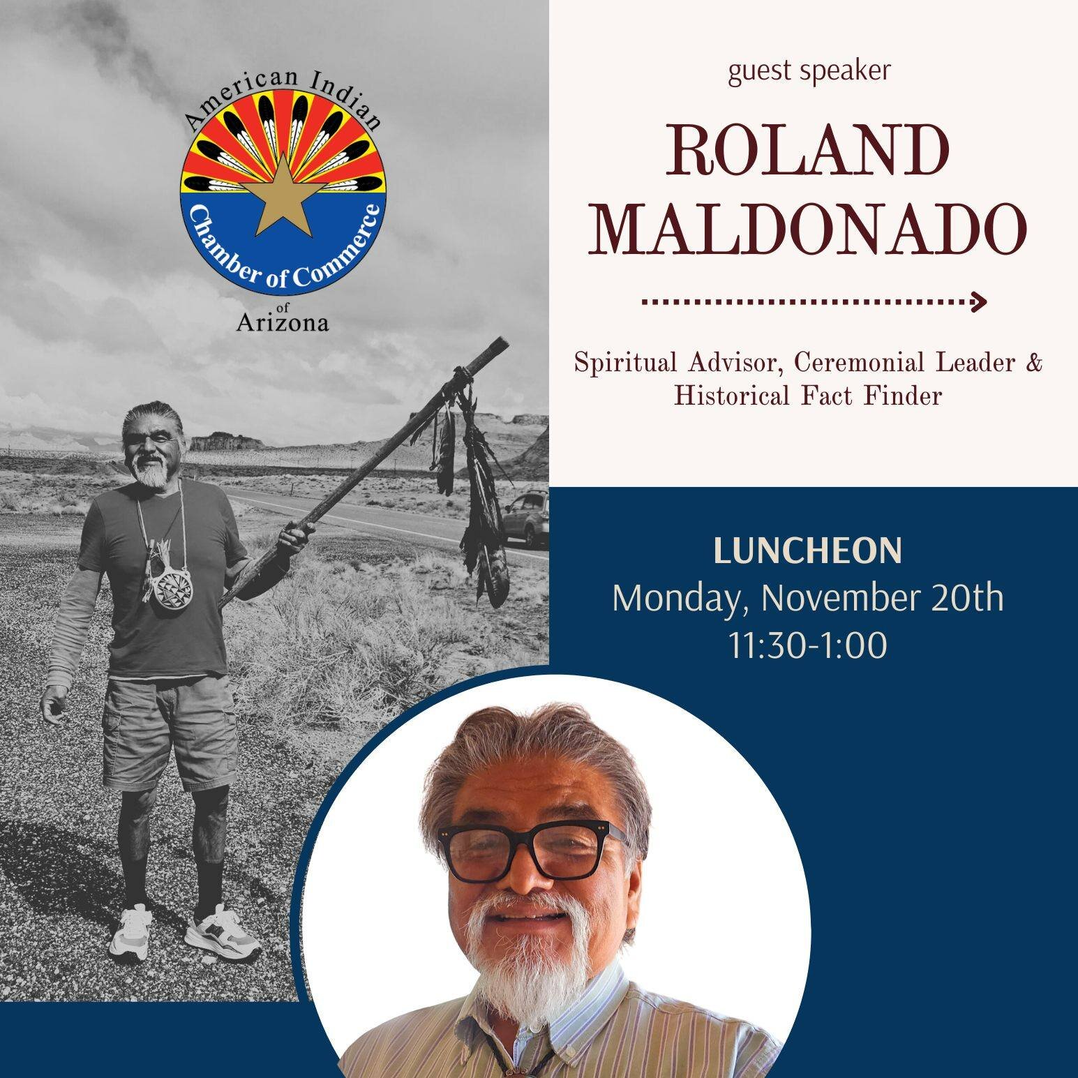 We hope to see you on Monday!

Take advantage of this opportunity to listen and learn from a Spiritual Advisor, Ceremonial Leader, and Historical Fact Finder of the Kaibab Paiute Tribe.

Hope to see you there!

Register here: https://www.aiccaz.com/e