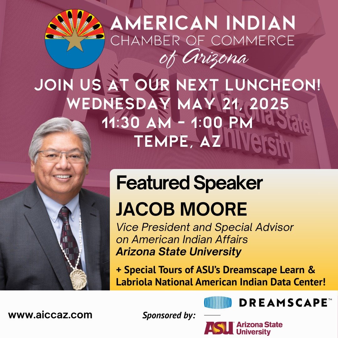 📣 Business Leaders and Changemakers &mdash; you're invited!
Tribal Economies Deserve a Future-Ready Workforce

ASU&rsquo;s Office of Tribal Advancement proudly welcomes the American Indian Chamber of Commerce of Arizona to the Tempe campus for the M