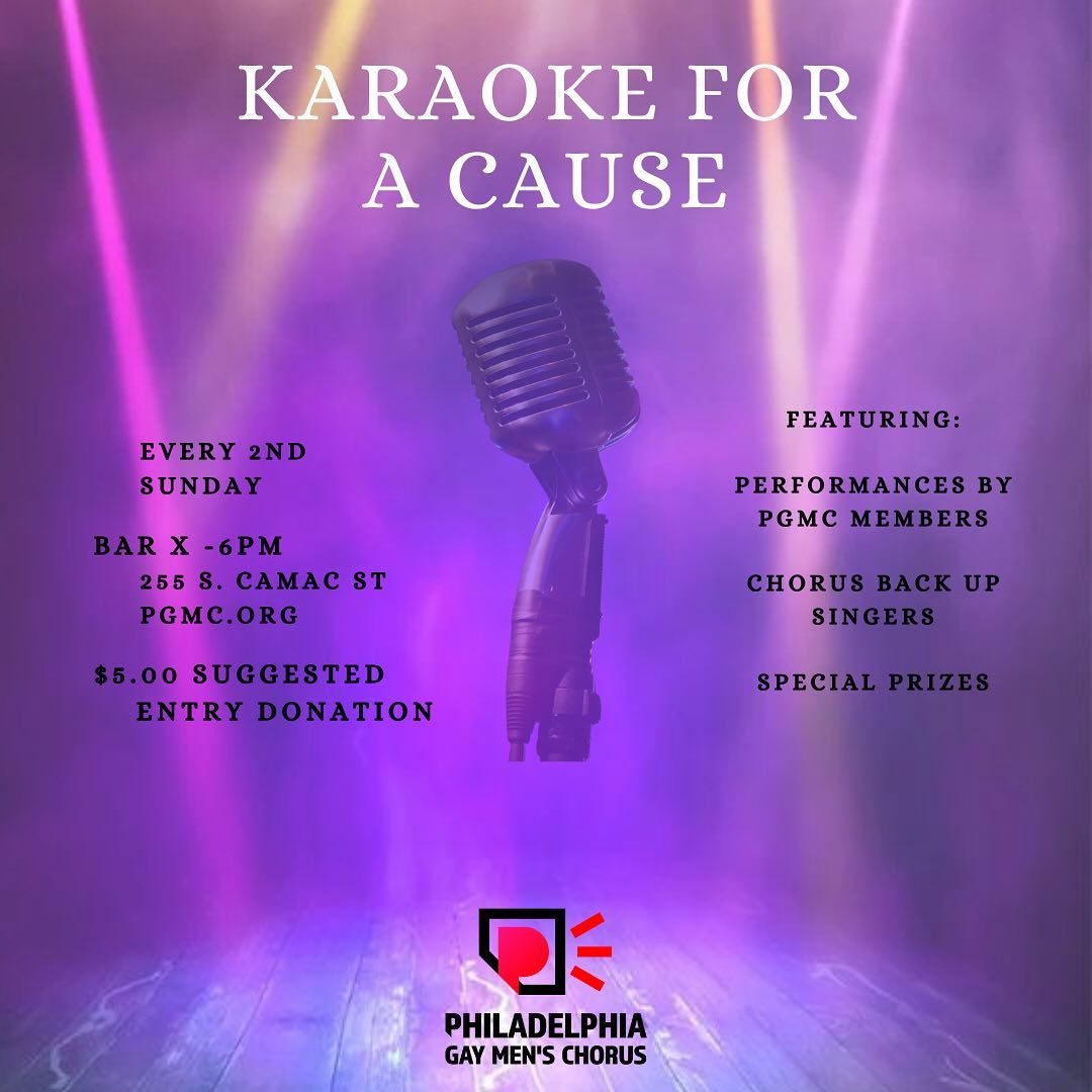 Karaoke For a Cause!

All proceeds benefit the Philadelphia Gay Men&rsquo;s Chorus!

#karaoke #thingstodoinphilly #philagmc #pgmc