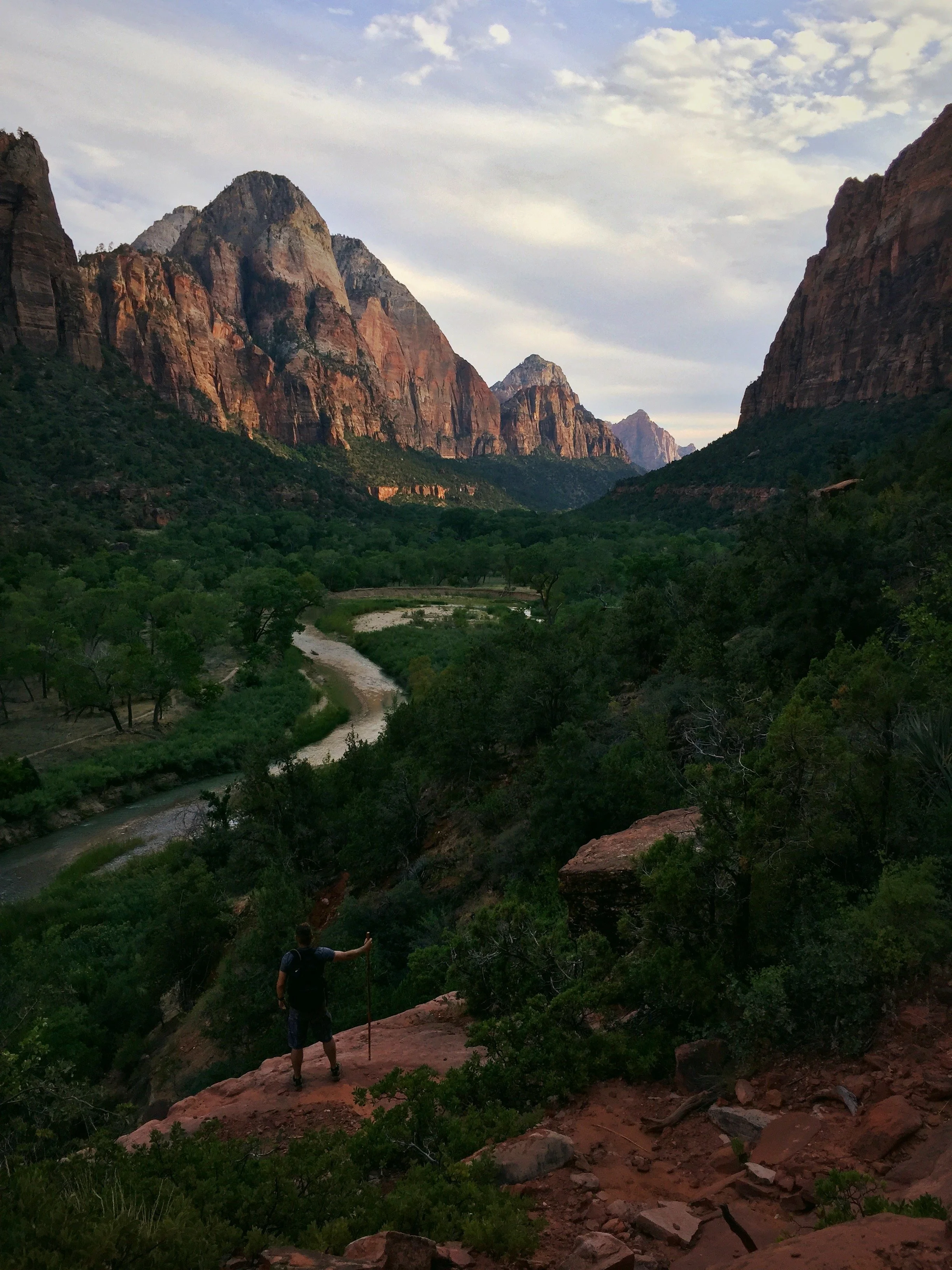 Hiking along the Virgin River in Zion National Park.