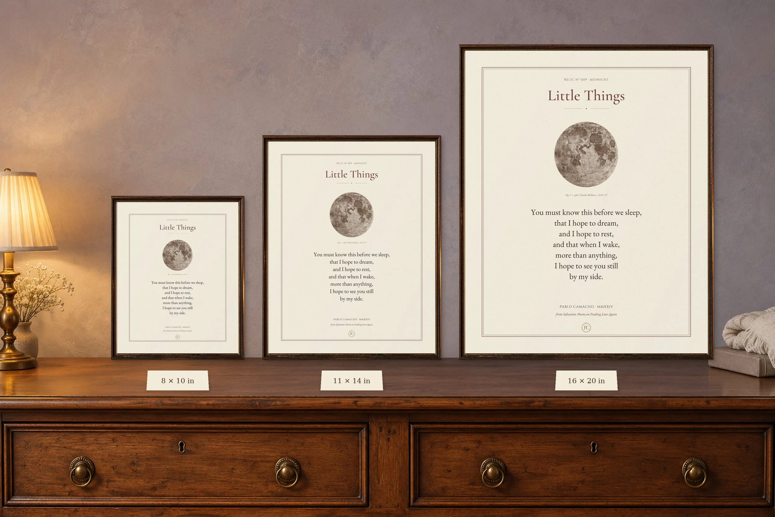 Little Things poetry print shown in 8 × 10, 11 × 14 and 16 × 20 sizes