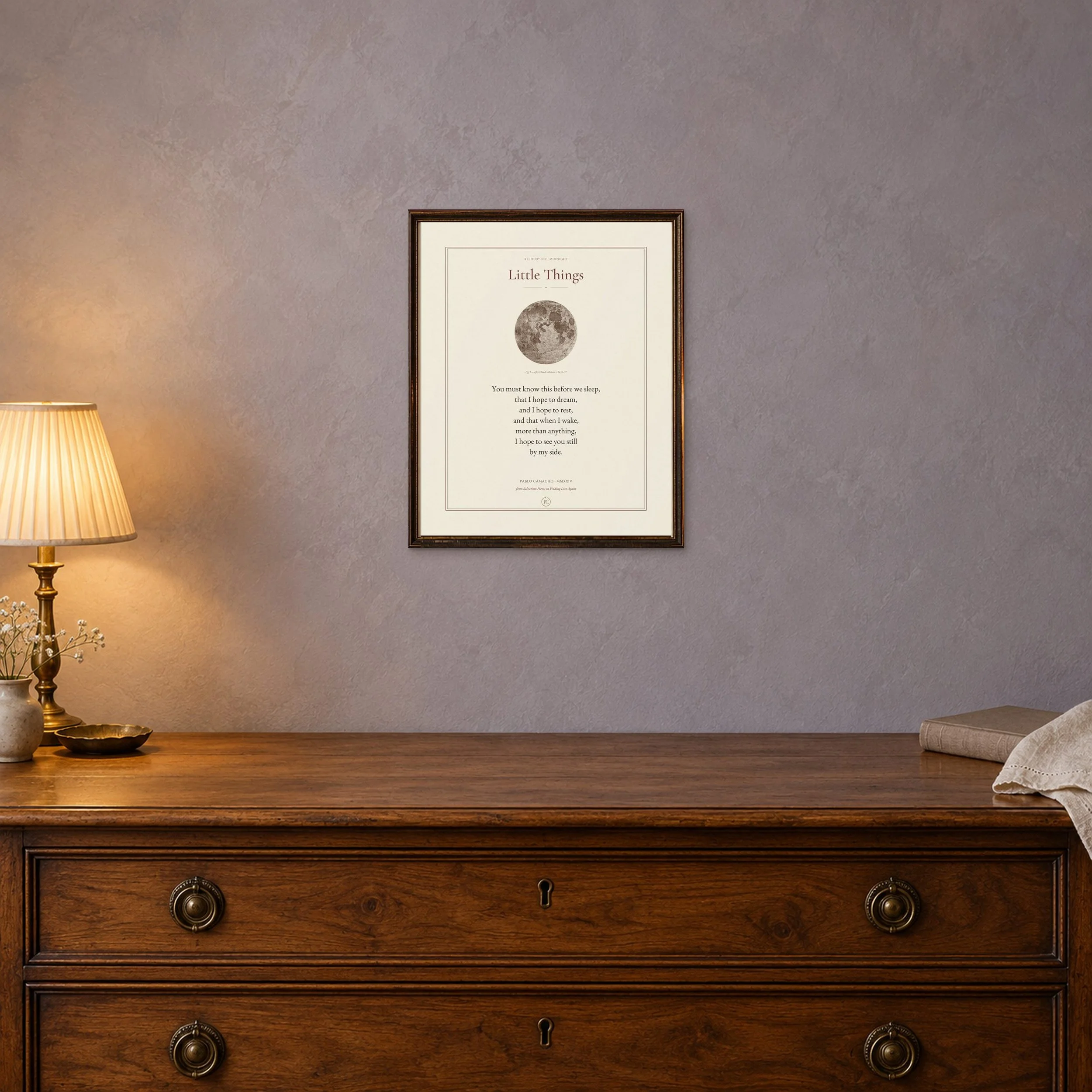 Little Things 8 × 10 poetry print in a small antique frame