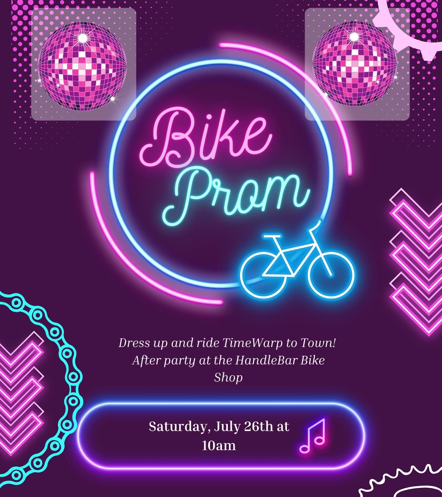 Bike Prom is back! Get those bow ties and flowing gowns ready because July 26th is the day! All ages welcome so book your shuttle seat now. Click the link in our stories to learn more or go to our site and click news! πΊ π πͺ©
