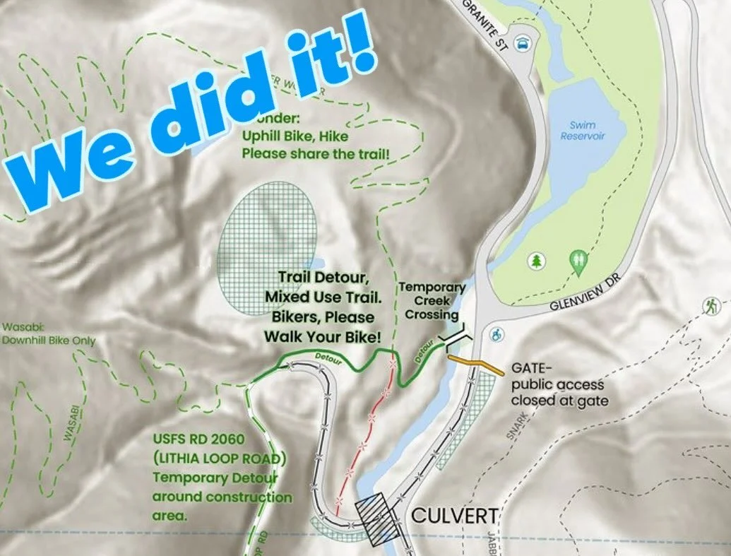 Your voice has power! When Ashland city government made the decision this summer to close access to the west side trails for over six months, we asked you to spring into action and you came through. Thank you.
RVMBA exists to advocate for and defen