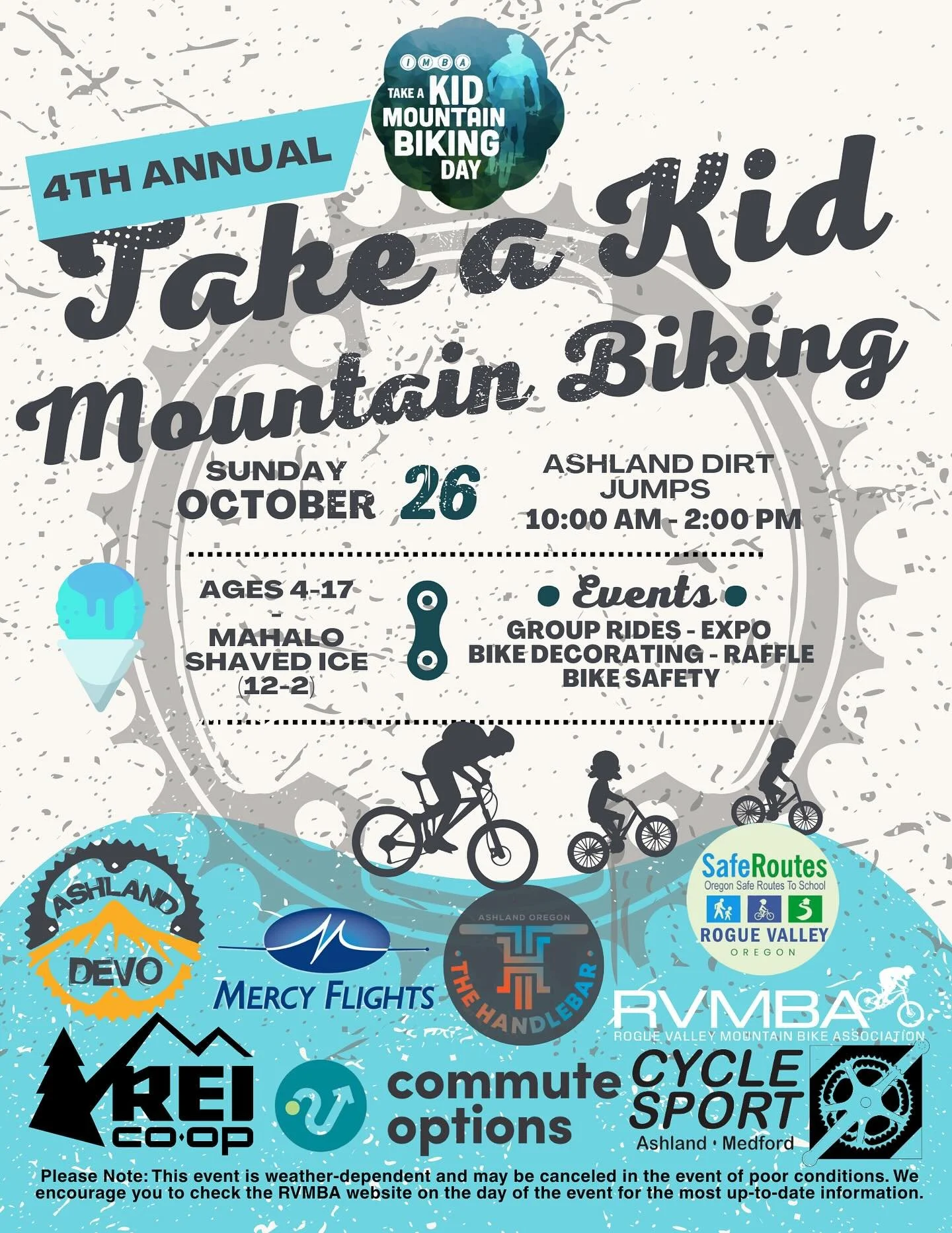 Get ready for the 4th annual take a kid mountain biking! Save the date for October 26th from 10-2pm and come have some family fun down at @ashland_dirt_jumps