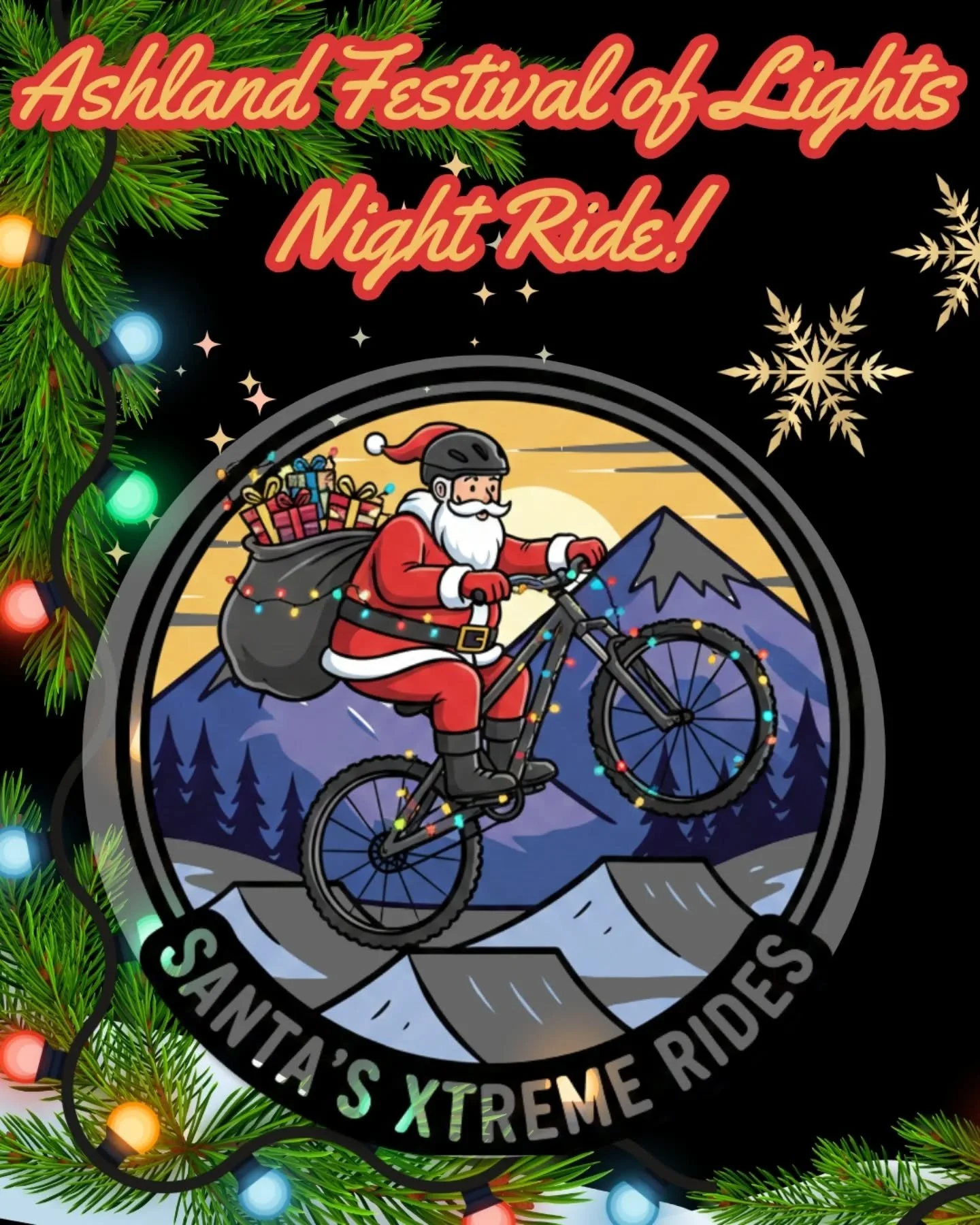 Festival of MTB Lights

Friday 11/28
- 3pm meet at Gil&rsquo;s with lights on your bike
- Bring blinky lights for you bike and a head lamp for navigation
- We will peddle up to ride Lizard &amp; Jabberwocky
- Then meet the @ashland_climate crew at 5p