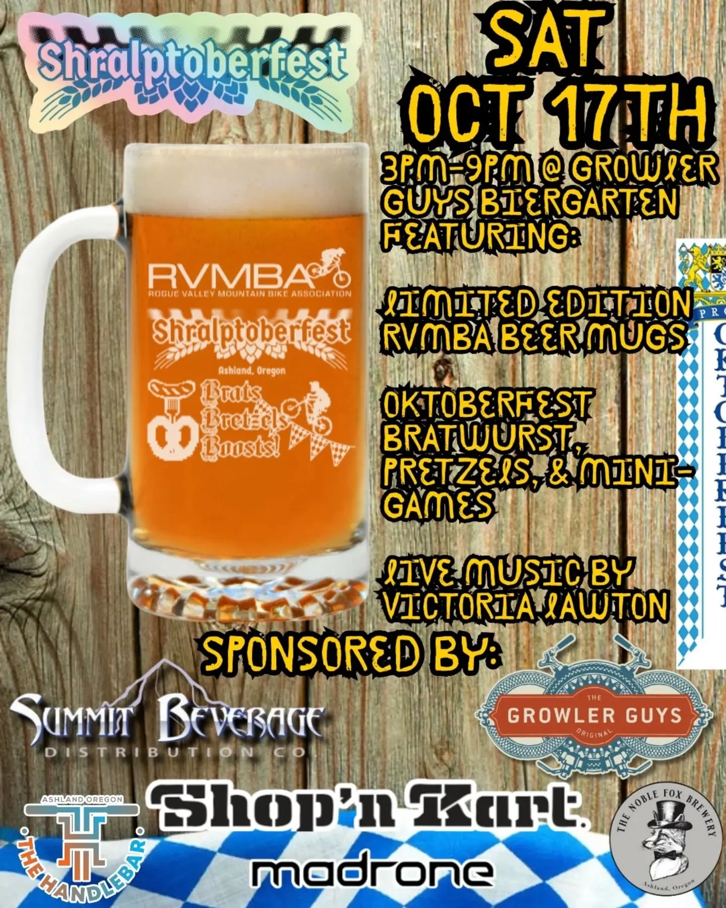 Shralptoberfest is this weekend!! See you there for an Oktoberfest for the ages :)

Join us Sat Oct 17th from 3pm-9pm at @tggashland Biergarten! @victoria_lawton will be playing a live set from ~ 3:30pm - 5:30pm! 

We will have BONEYARD OKTOBERFEST M