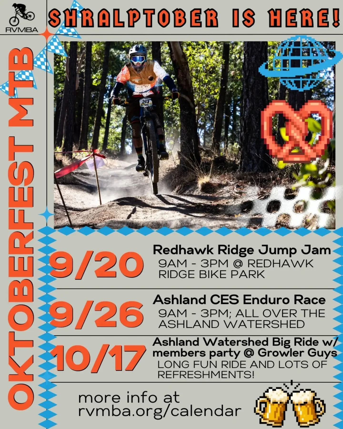 Shralptober Fest season is officially here and a lot of amazing events are going on in the Rogue Valley! 

Next weekend check out the @redhawkridgebikepark jump jam ft. cash prize for competitors, shuttles for everyone, and guaranteed good times on b