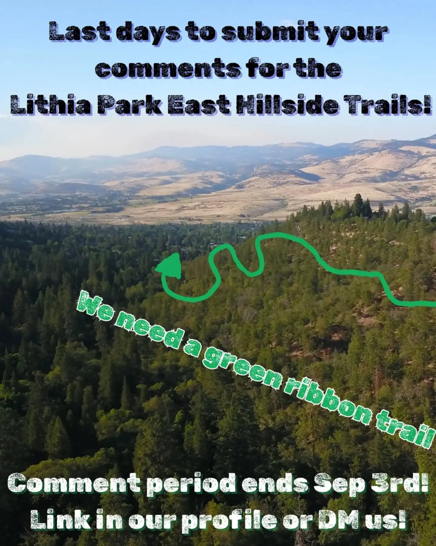 Get your comments in by THURSDAY SEPT 3 to the Ashland Parks Commission re: Lithia Park East Hillside trail!

RVMBA believes that everyone deserves access to recreational areas. And that certainly includes bikes, people, and dogs (and Dawgs) in Lithi