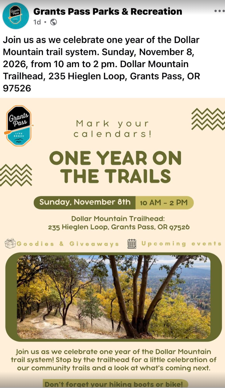 Dollar Mtn: One Year On the Trails Event (11-8-2026) 10am-2pm