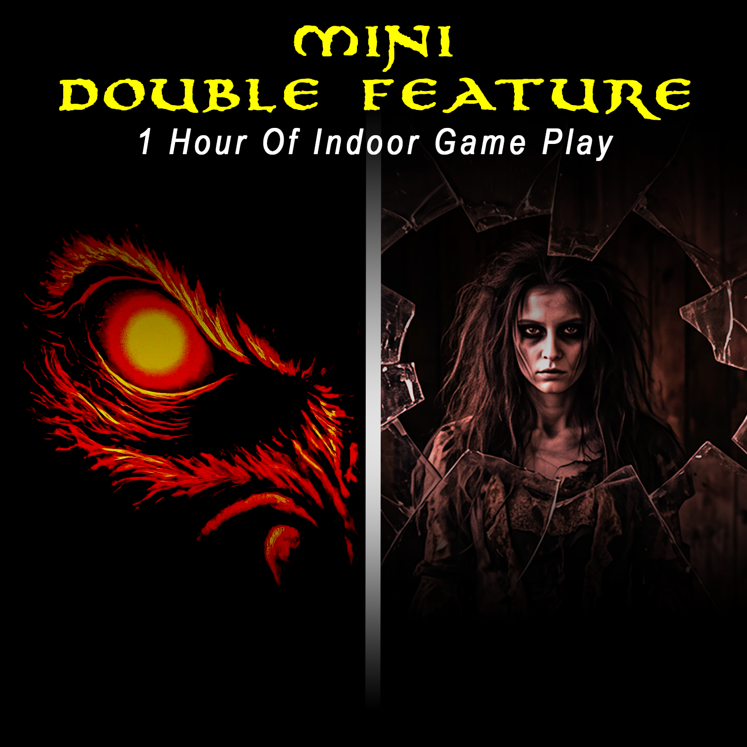 Play our Mini Double Feature for a more traditional hour long escape game experience played entirely indoors.