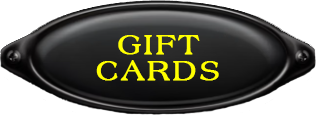 A black oval plate with the words 'GIFT CARDS' in yellow text.
