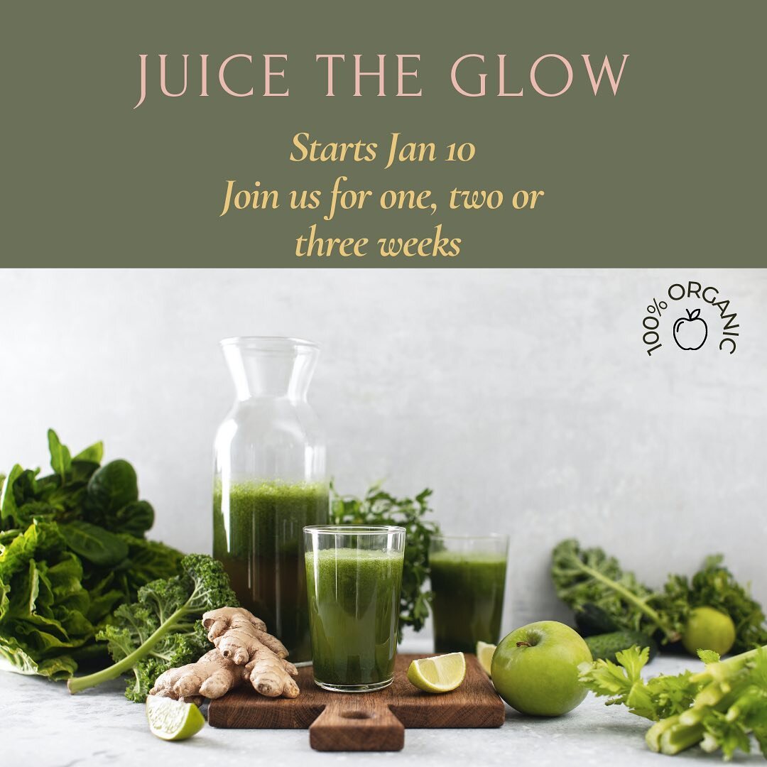 🥒Let&rsquo;s go 2022:  Juice the Glow with us! 

🌱3, 7, 14, 21 day options.  Battle the bulge and reset your gut.

🧠Each day: 4 organic neutraceutical packed bevvies, 1 fibre full dinner to assist in pulling out those toxins!

✨Comment below for m