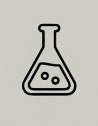 Illustration of a laboratory flask with liquid inside and bubbles