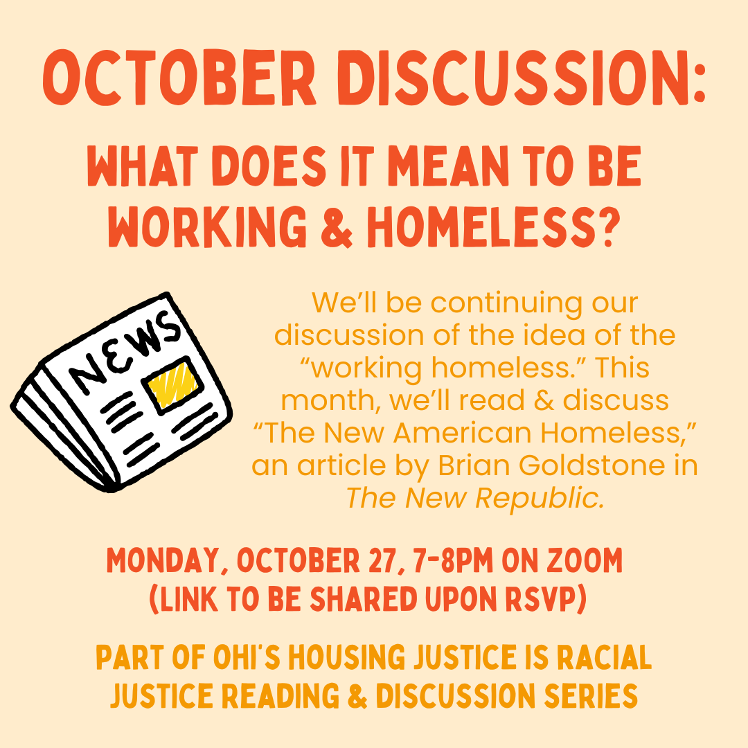 October Discussion: What Does It Mean to Be Working & Homeless? — Open ...