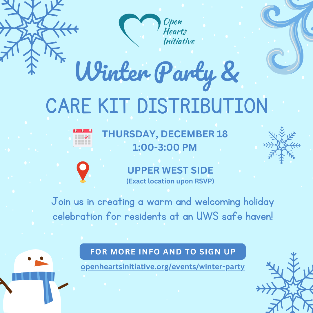 Winter care kit distribution &amp; Holiday Party on the UWS!
