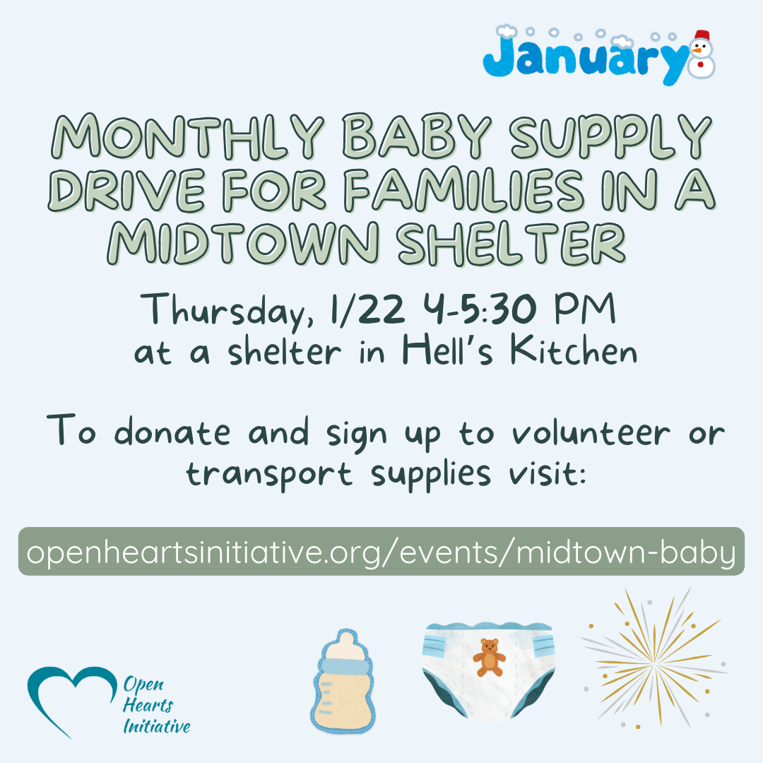Monthly Baby Supply Distribution for Families at a Midtown Shelter
