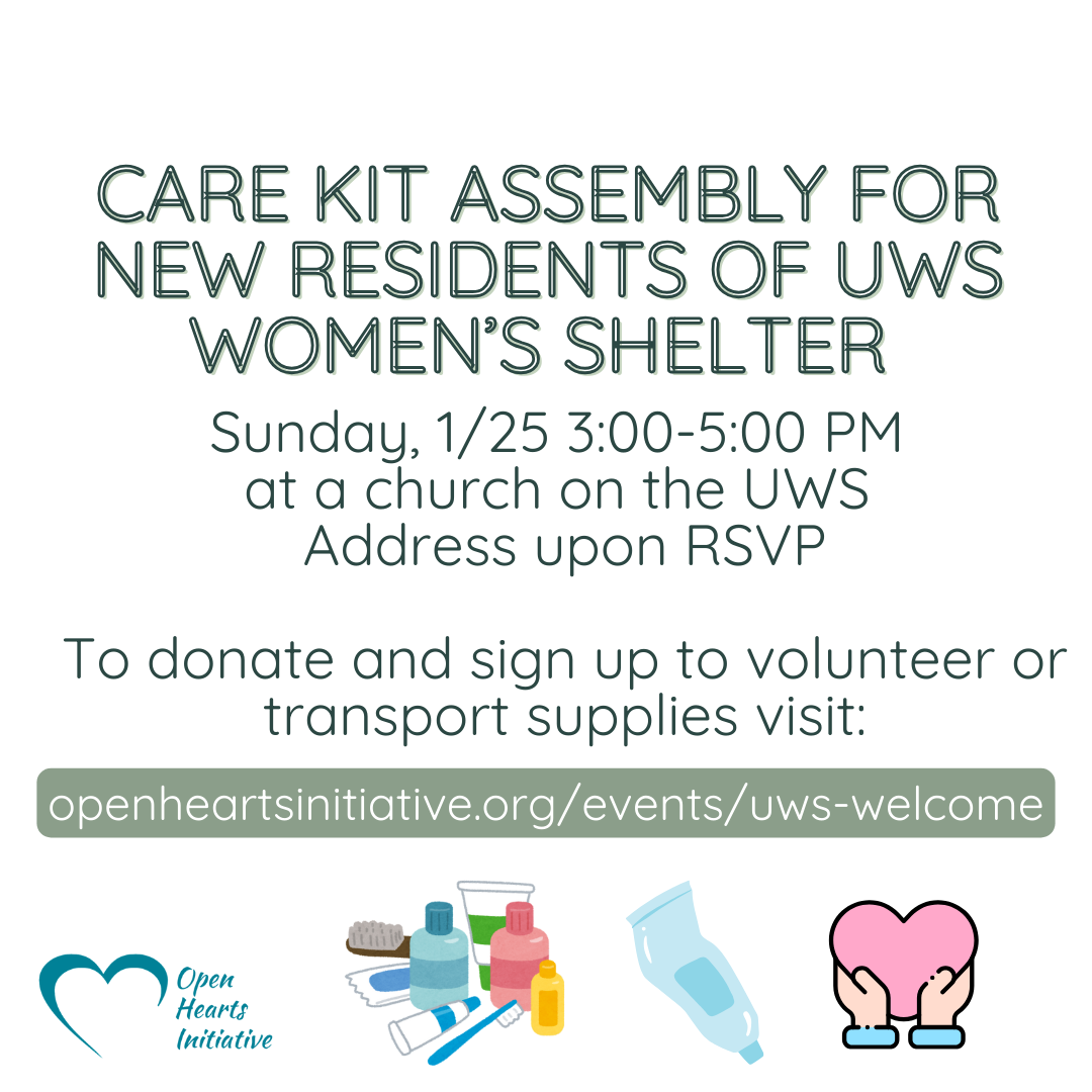Welcome Kits for new UWS Women’s Shelter