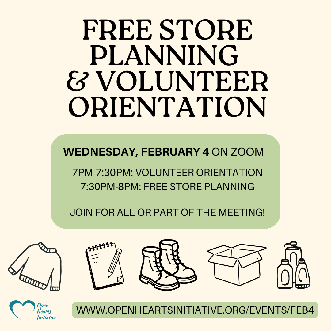 Free Store Planning + Volunteer Orientation