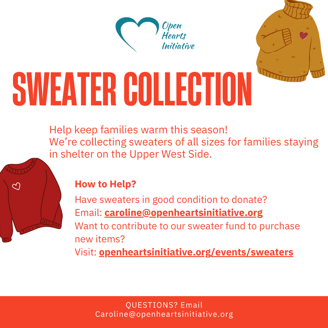Sweaters for Families in Shelter on the UWS!