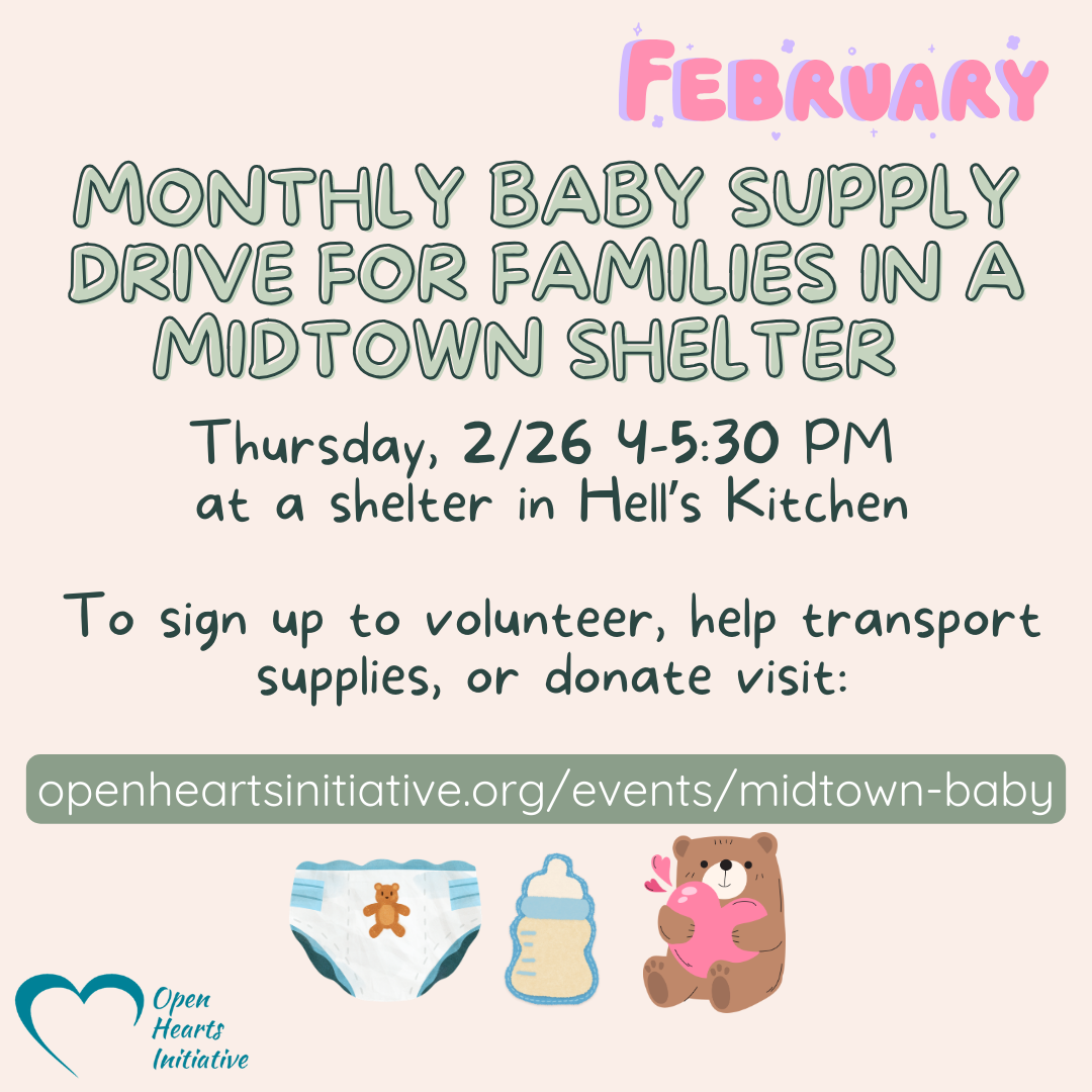 Monthly Baby Supply Distribution for Families at a Midtown Shelter
