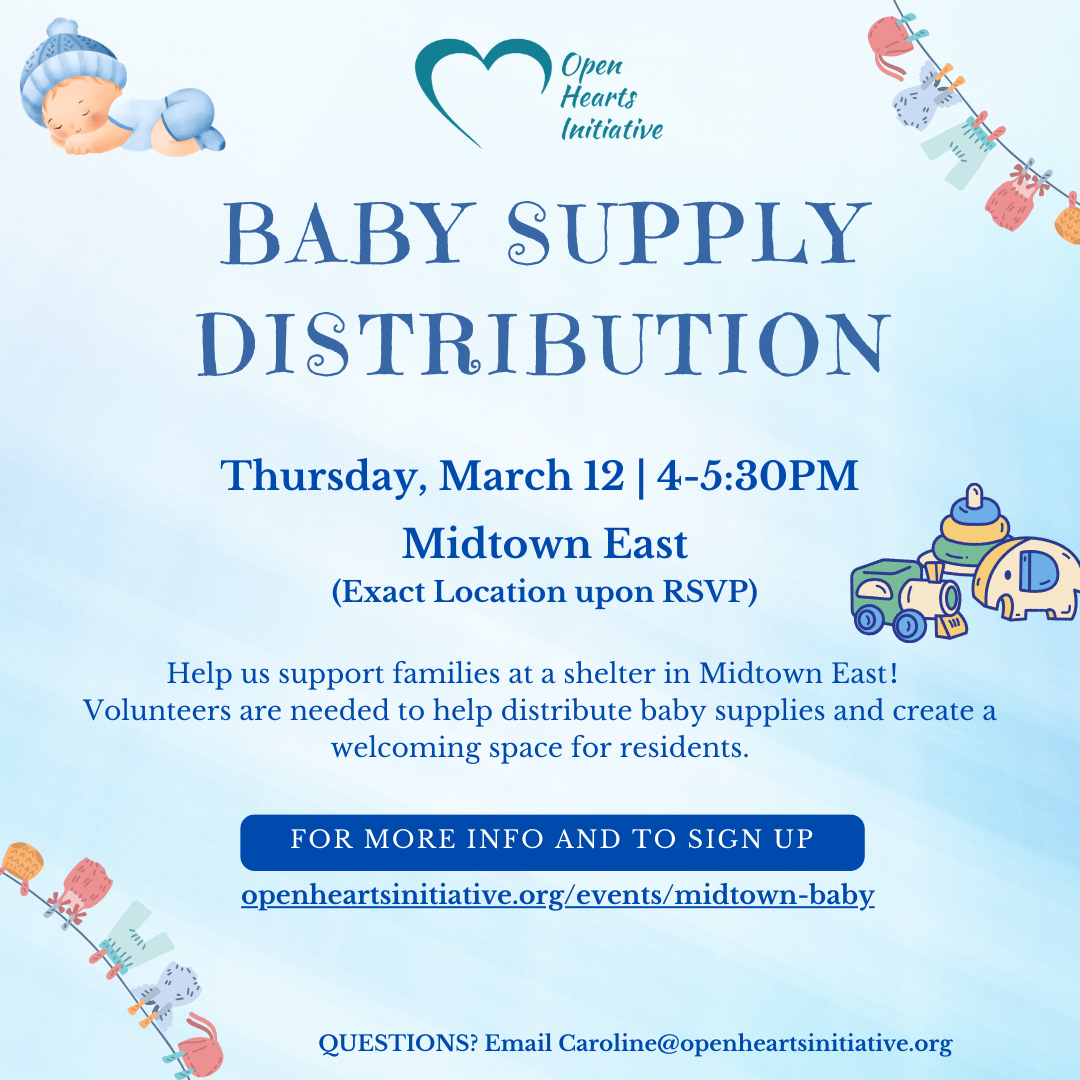 Monthly Baby Supply Distributions for Families in Midtown Shelters