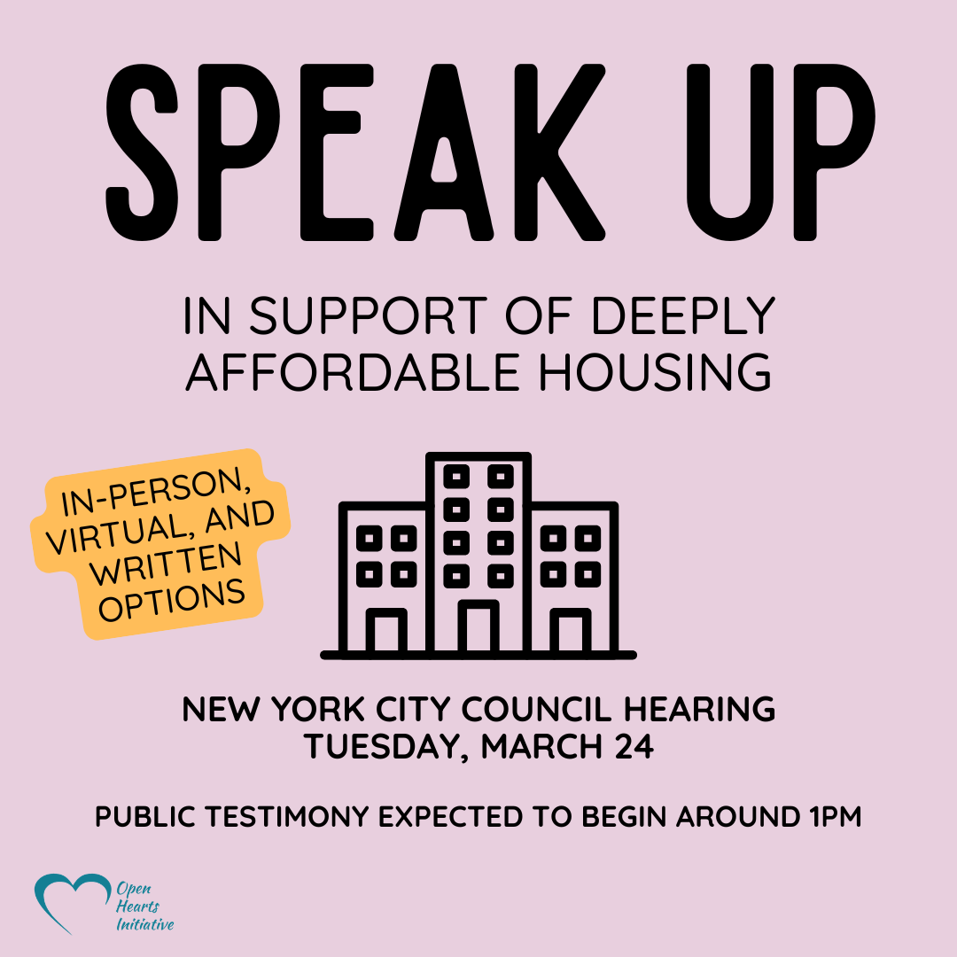 Testify in Support of Housing for Homeless &amp; Extremely Low-Income Folks