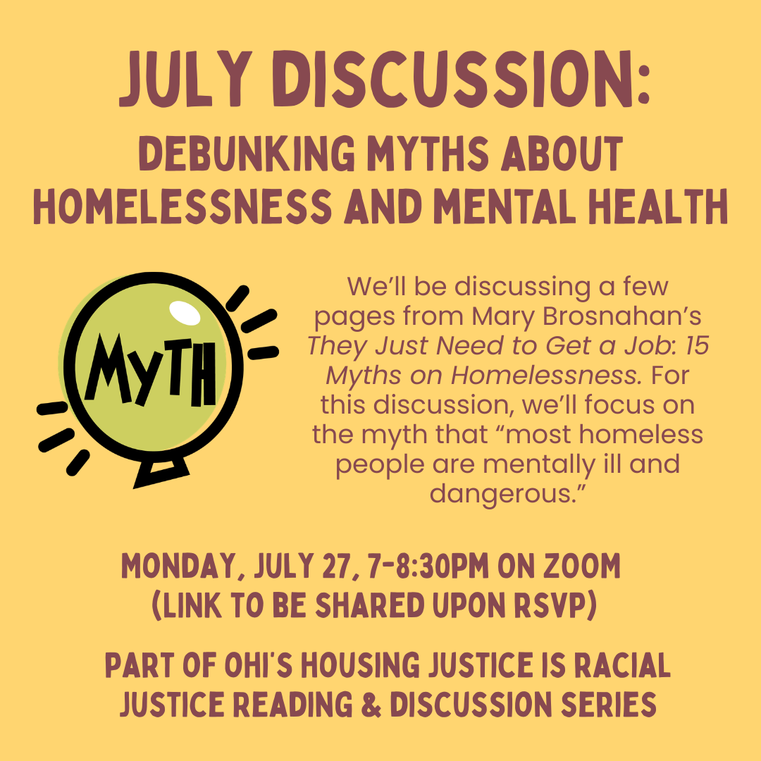 July Discussion: Debunking Myths About Homelessness and Mental Health