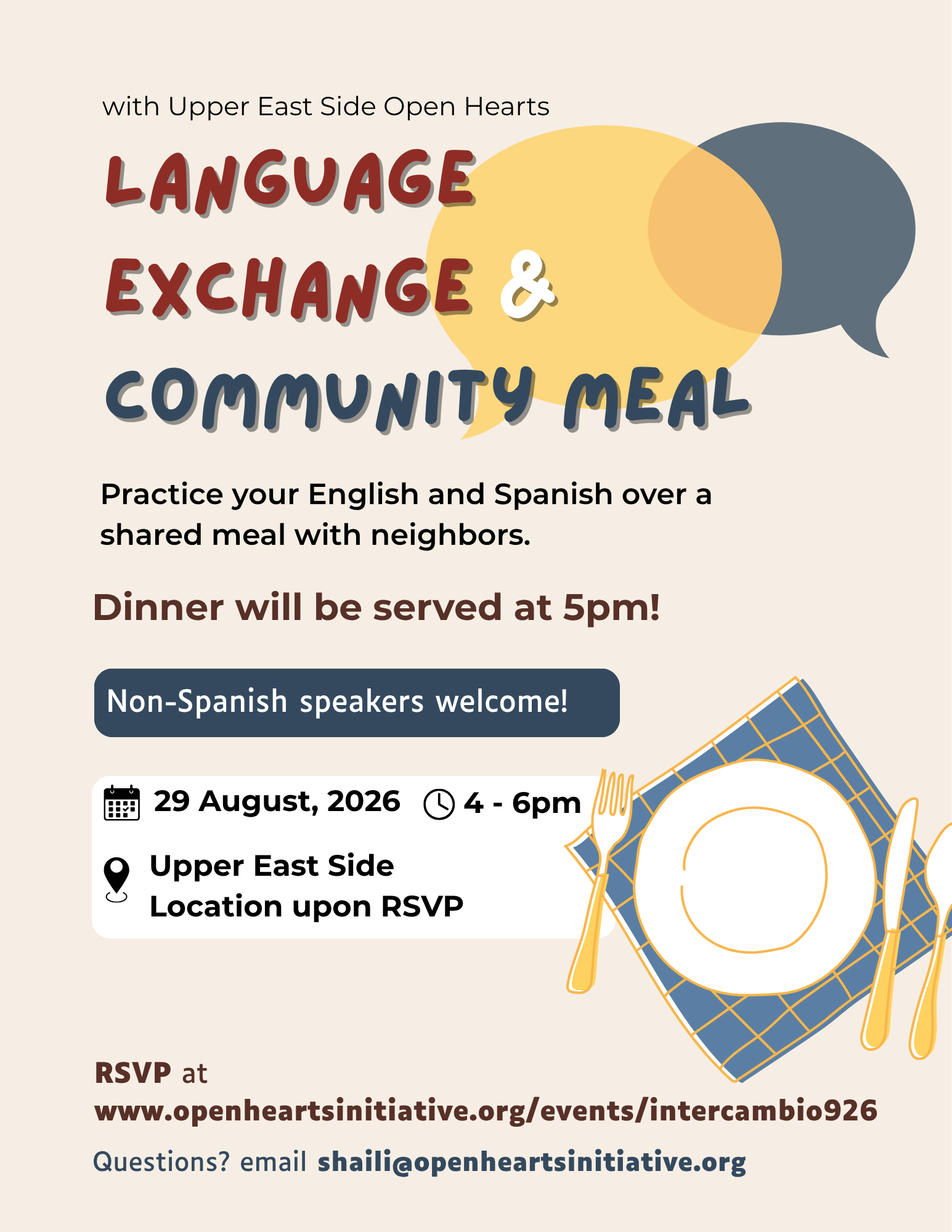 Monthly Community Language Exchange/Intercambio - August/September