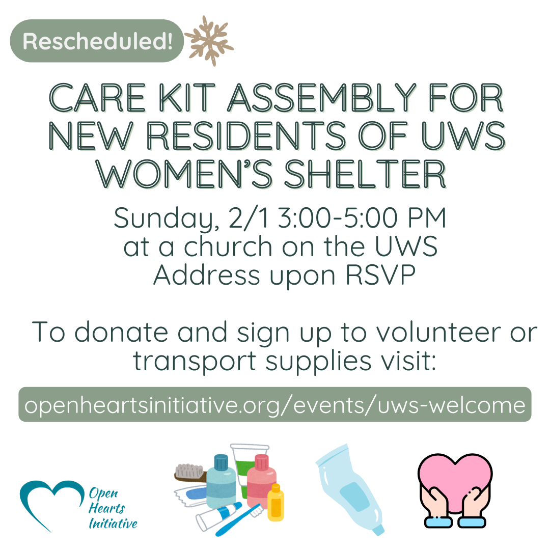 Welcome Kits for New UWS Women’s Shelter
