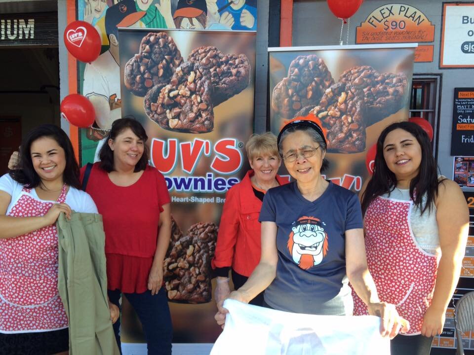 Five women at Luv's Brownies 20 year anniversary at San Jose Giants Excite Ballpark (Copy)