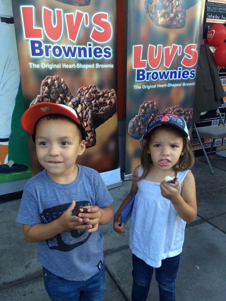 two children at Luv's Brownies 20 year anniversary at San Jose Giants Excite Ballpark (Copy)