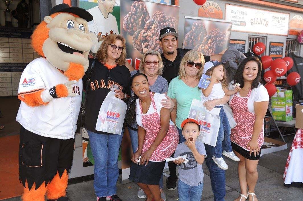 Aundrea Lacy and friends at Luv's Brownies 20 year anniversary at San Jose Giants Excite Ballpark (Copy)