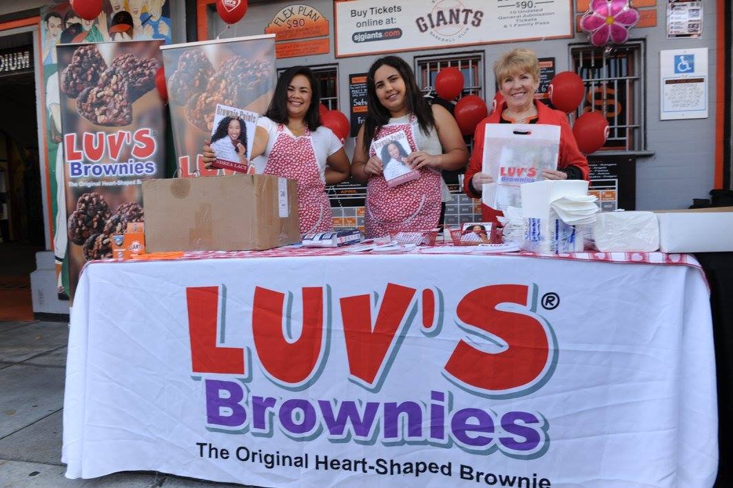 Three women at Luv's Brownies 20 year anniversary at San Jose Giants Excite Ballpark (Copy)