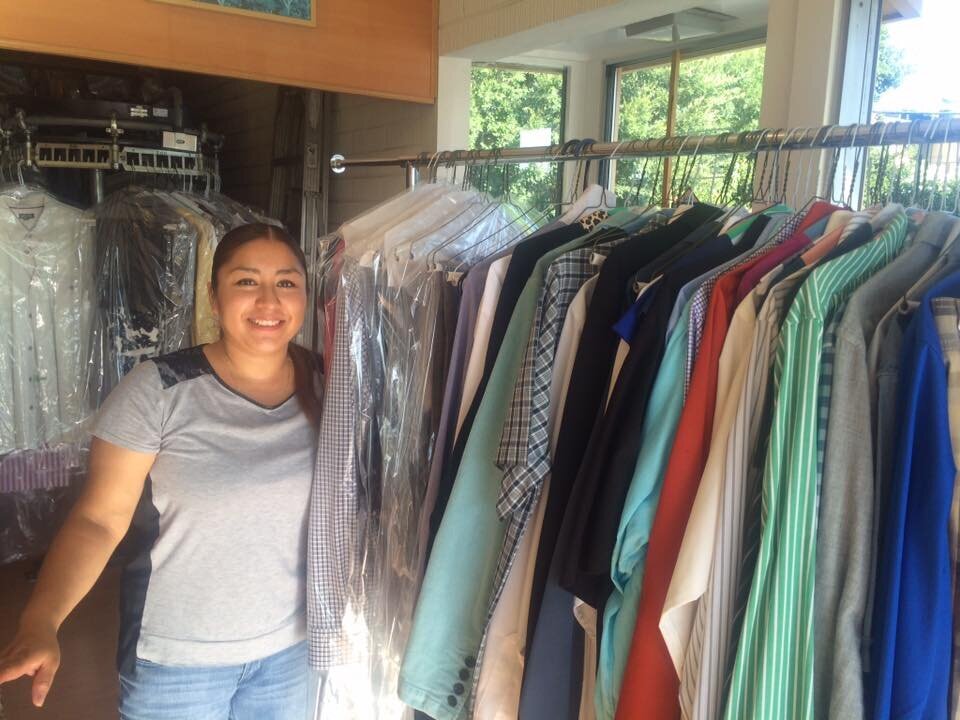 woman with dry cleaning (Copy)