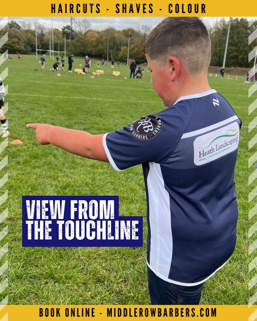 View from the touchline
Damo is settling into life as a rugby dad — cheering from the sidelines at Saint Hill and proudly supporting the Minis as Middle Row Barbers hits the pitch as a sponsor!
Great to see the little legends wearing their ne