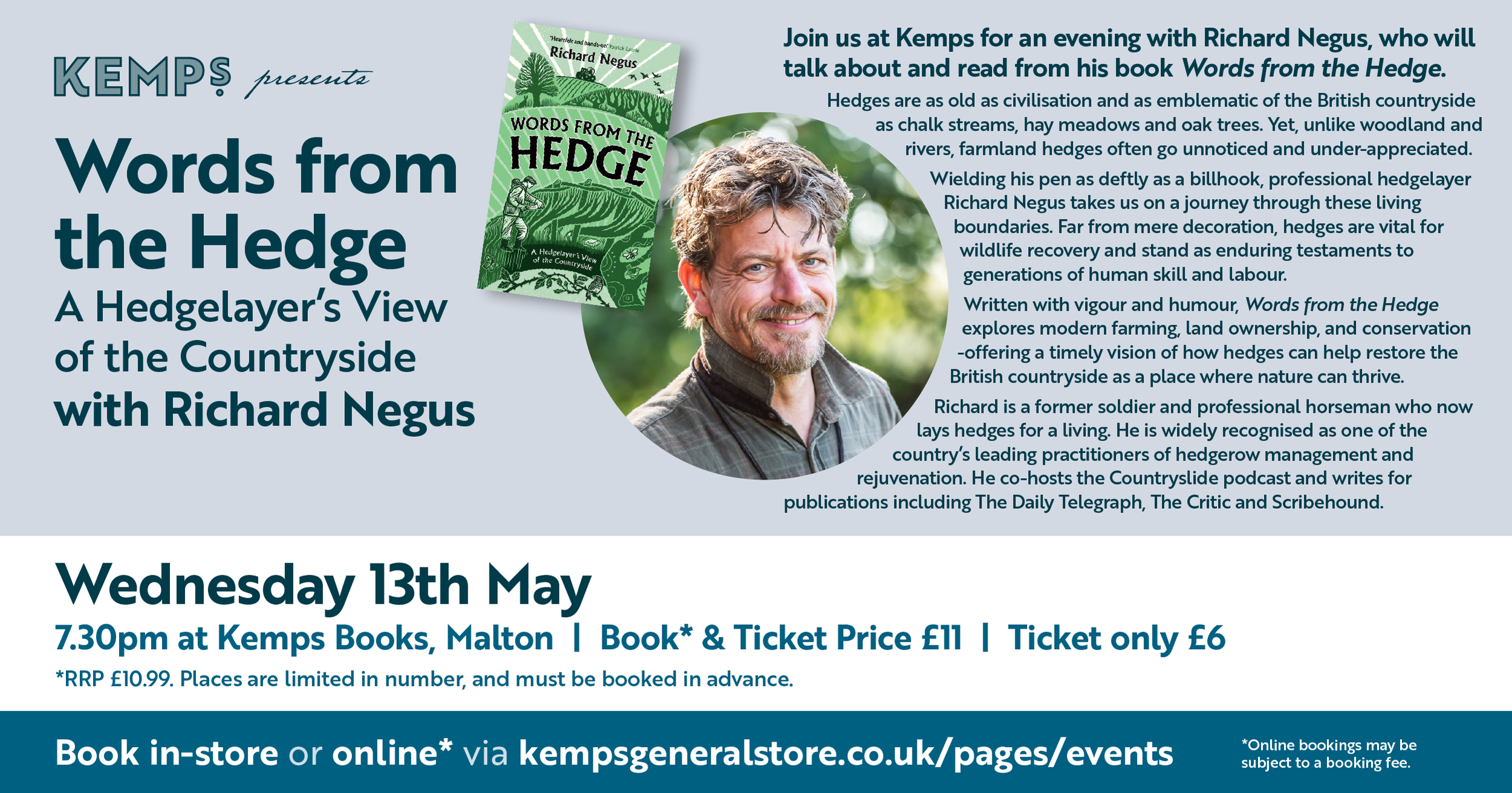 Kemps presents: Author Event - Richard Negus “Words From the Hedge”