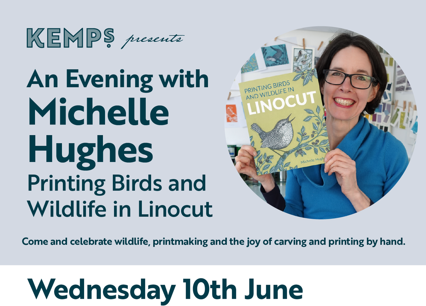 Kemps presents: An Evening with Michelle Hughes - Wildlife Linocut