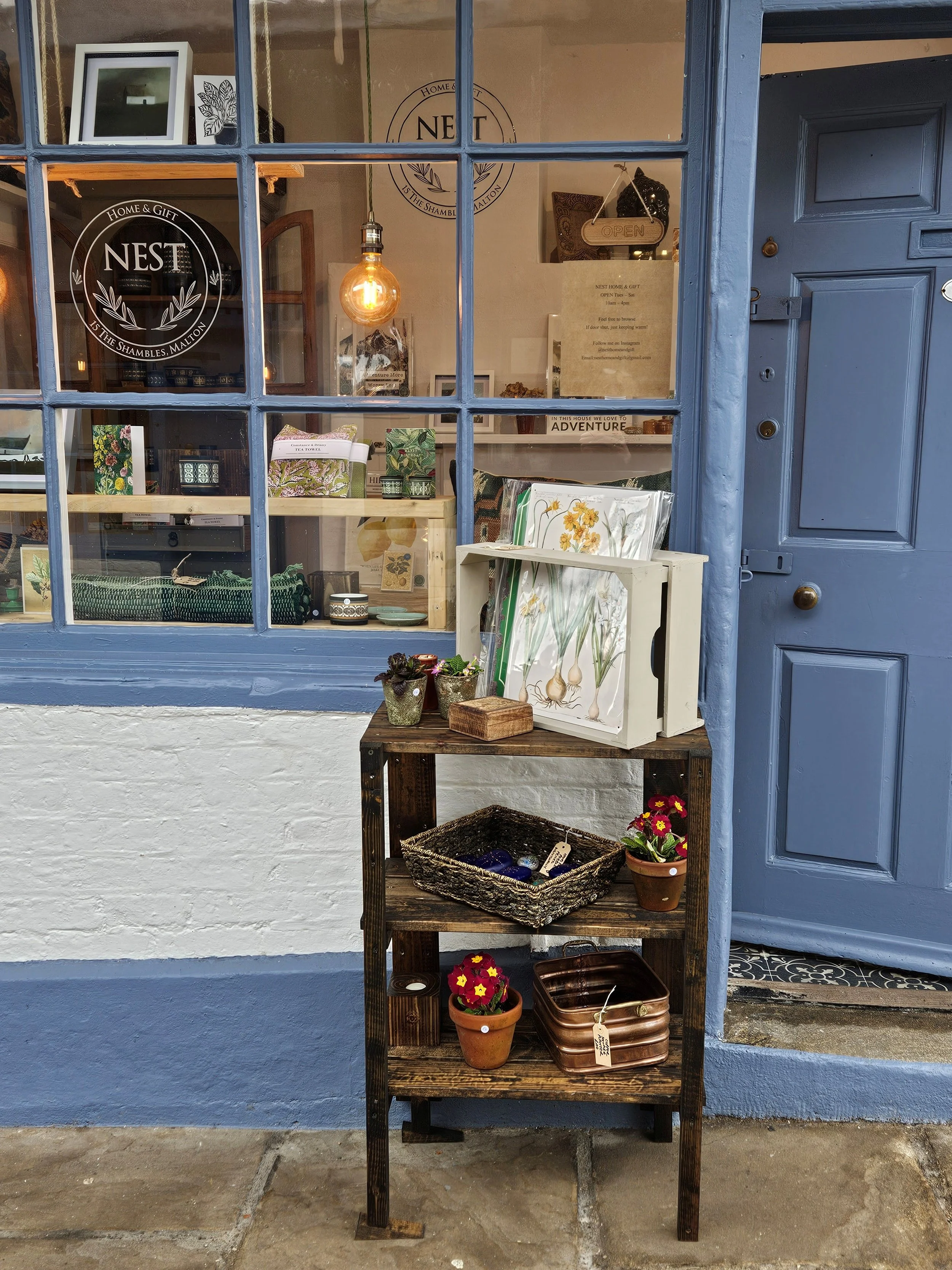 Shop owner stood outside the shop in the Shambles Malton.