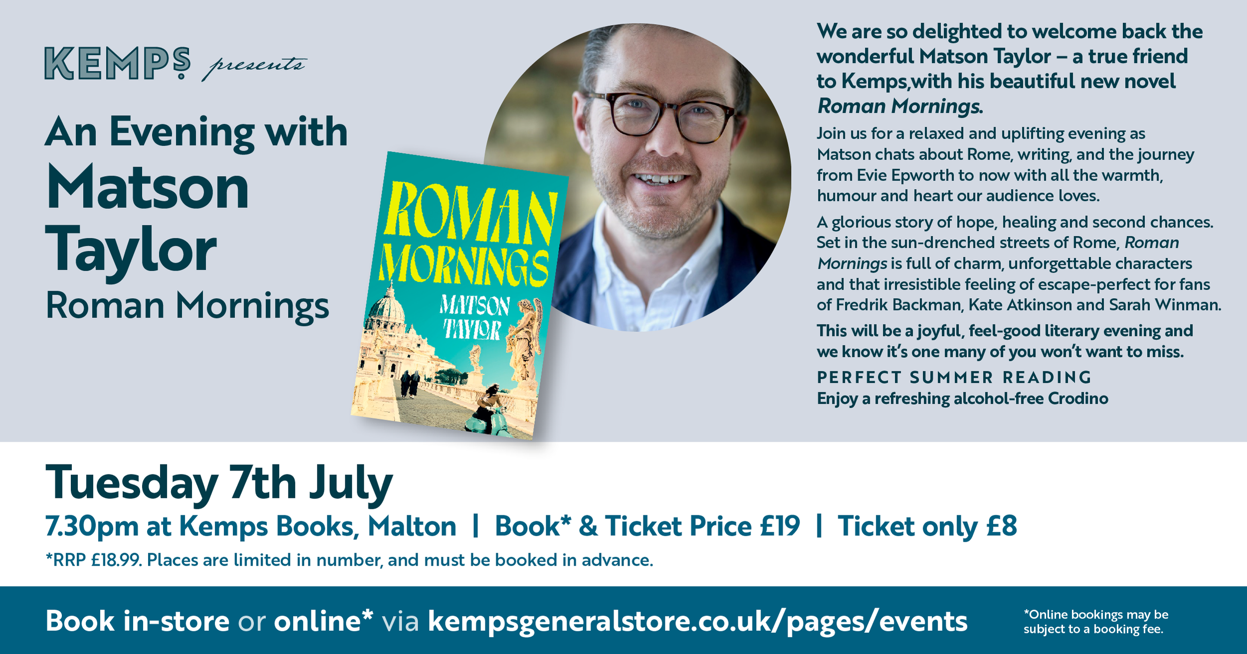 Kemps presents: An Evening with Matson Taylor - “Roman Mornings”