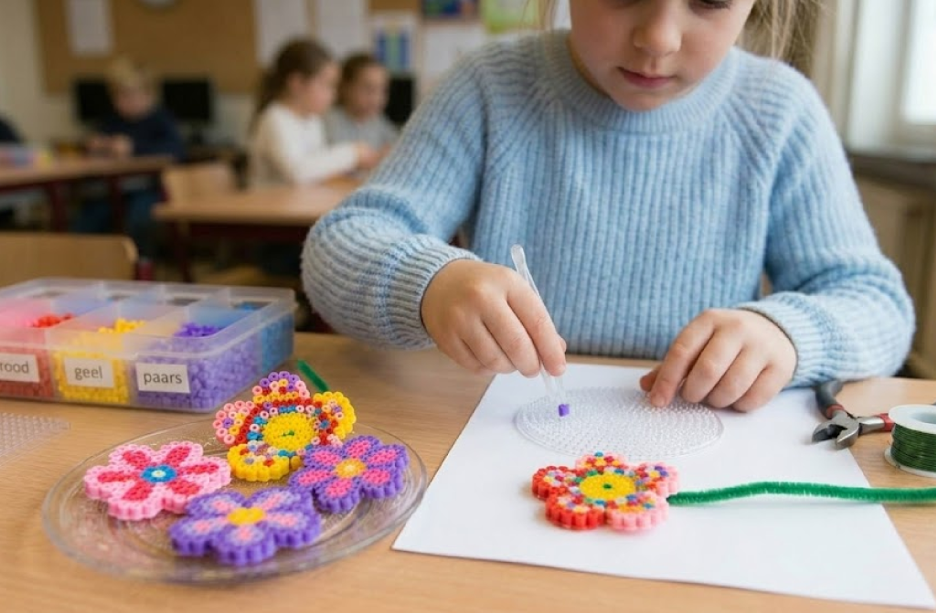 Bloemen van strijkkralen maken voor Moederdag bos maken