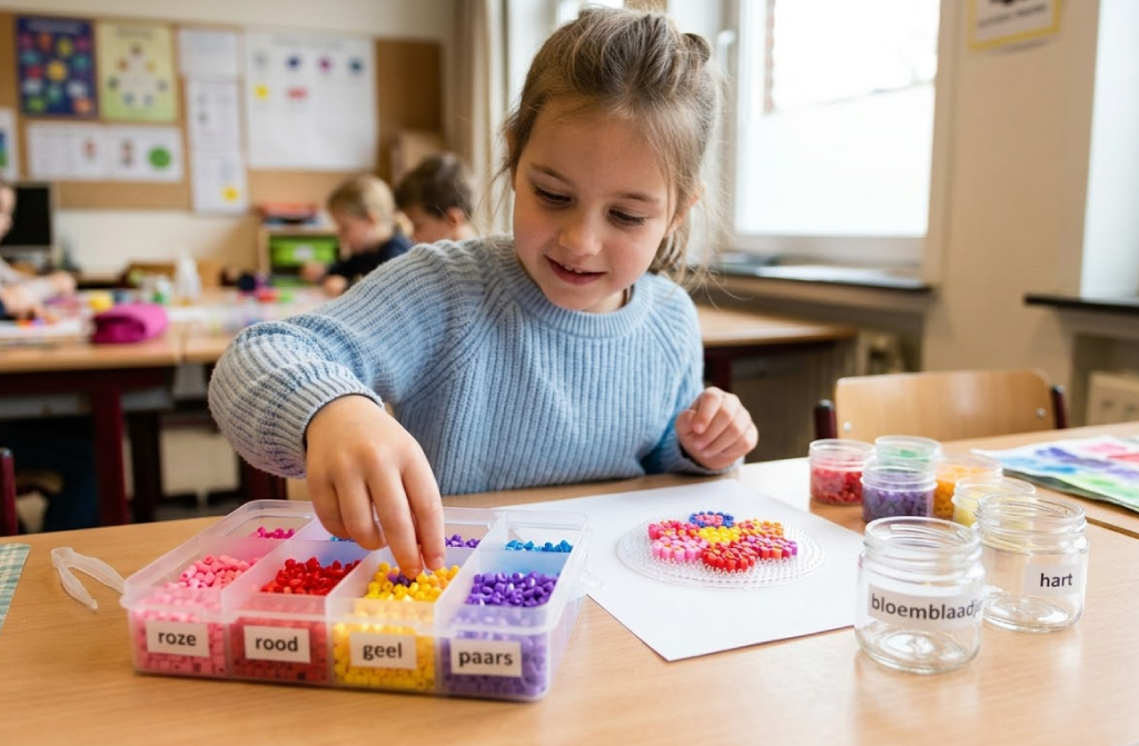 Bloemen van strijkkralen maken voor Moederdag kleuren kiezen