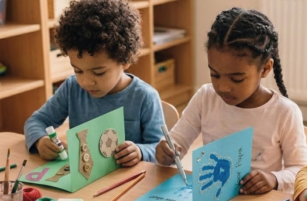 Vaderdagkaart-knutselen-voor-kinderen- versier de kaart