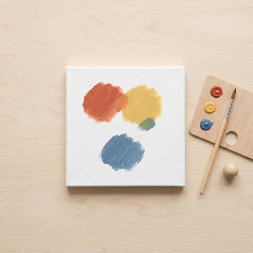 Kleuren mengen op canvas acrylverf voor kinderen