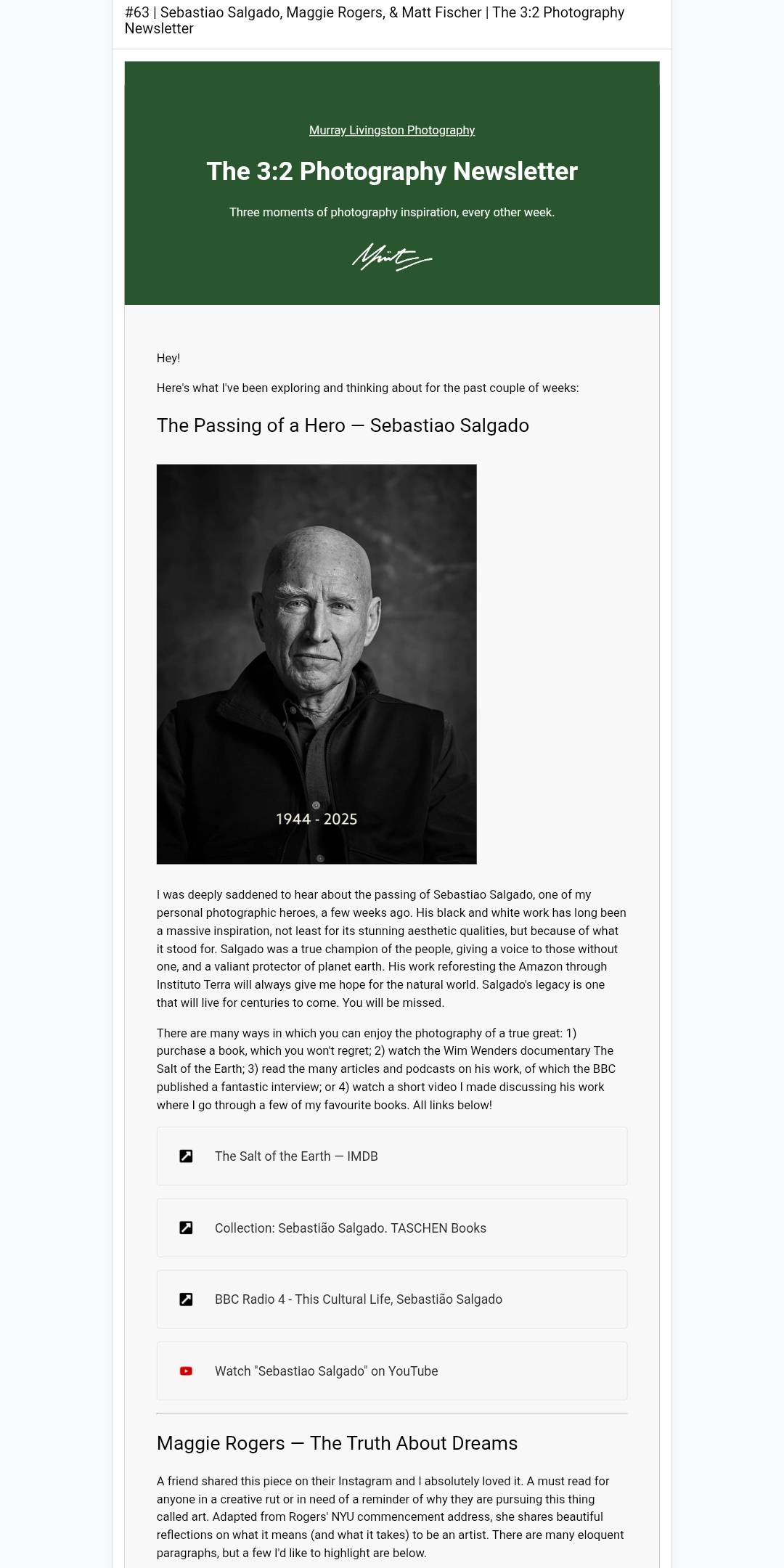 murray livingston newsletter sample